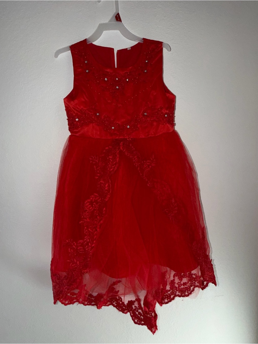 Source Unknown Red Embellished Tulle Party Dress for Girls